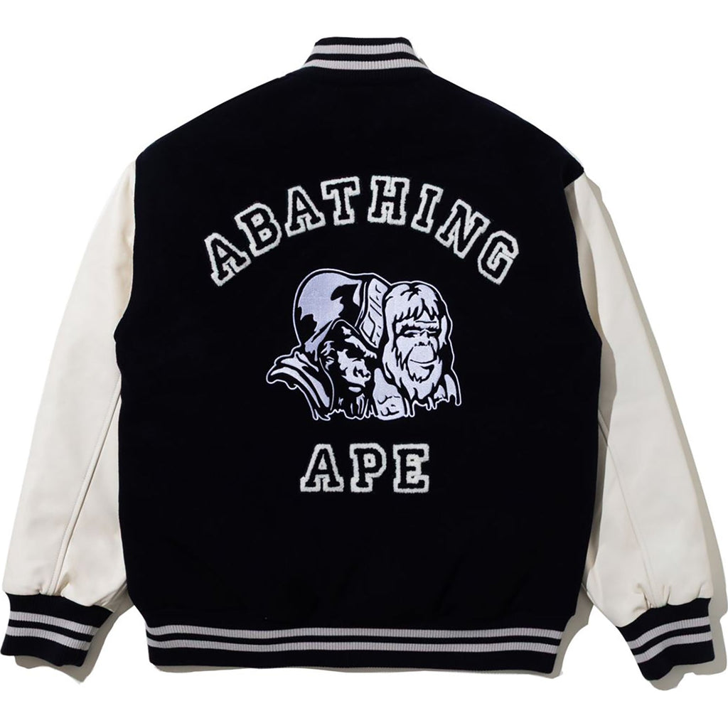 BAPE BY KAZUKI KURAISHI MULTI LOGO VARSITY DOWN JACKET MENS