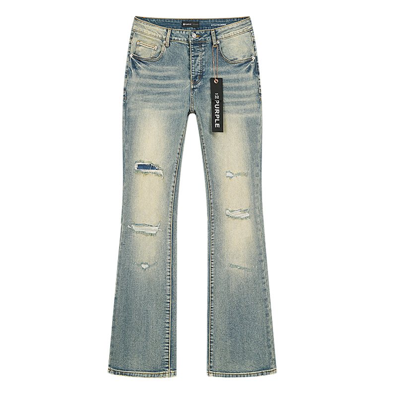 Purple Brand Light Blue Distressed Flared Jeans